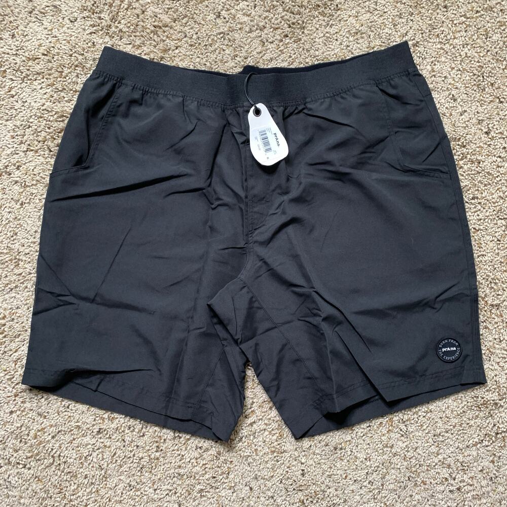 NEW! prAna Shorts Black Men's Size XXL "Mojo" Stretch Elastic Waistband